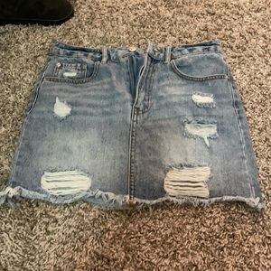 Forever 21 jean skirt with distressed details.